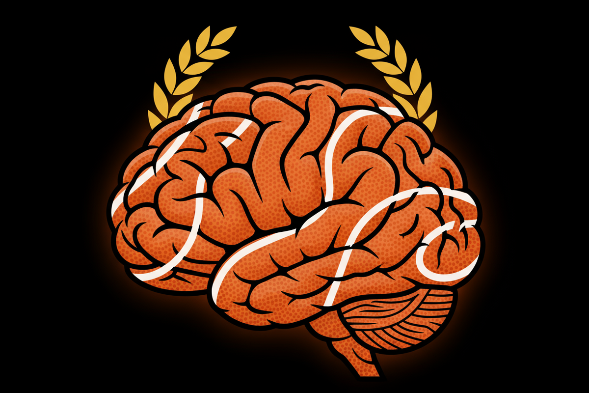 Elite brain emoji make it orange like a basketball and black background