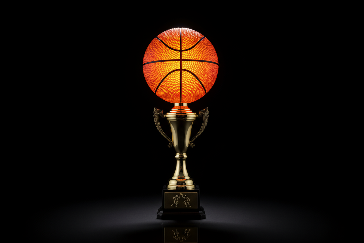 no I want a basketball trophy instead, orange and black background 